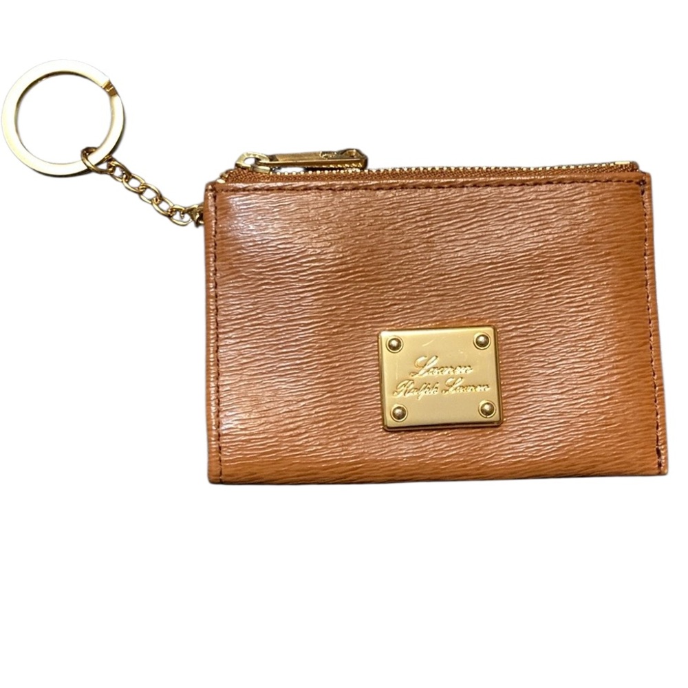 Lauren Ralph Lauren, Cognac Deep Grain genuine Leather Newbury Coin Purse EUC